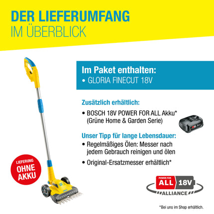 FineCut 18V – Rasen- und Kantenschneider ohne BOSCH Akku (optional erhältlich)
